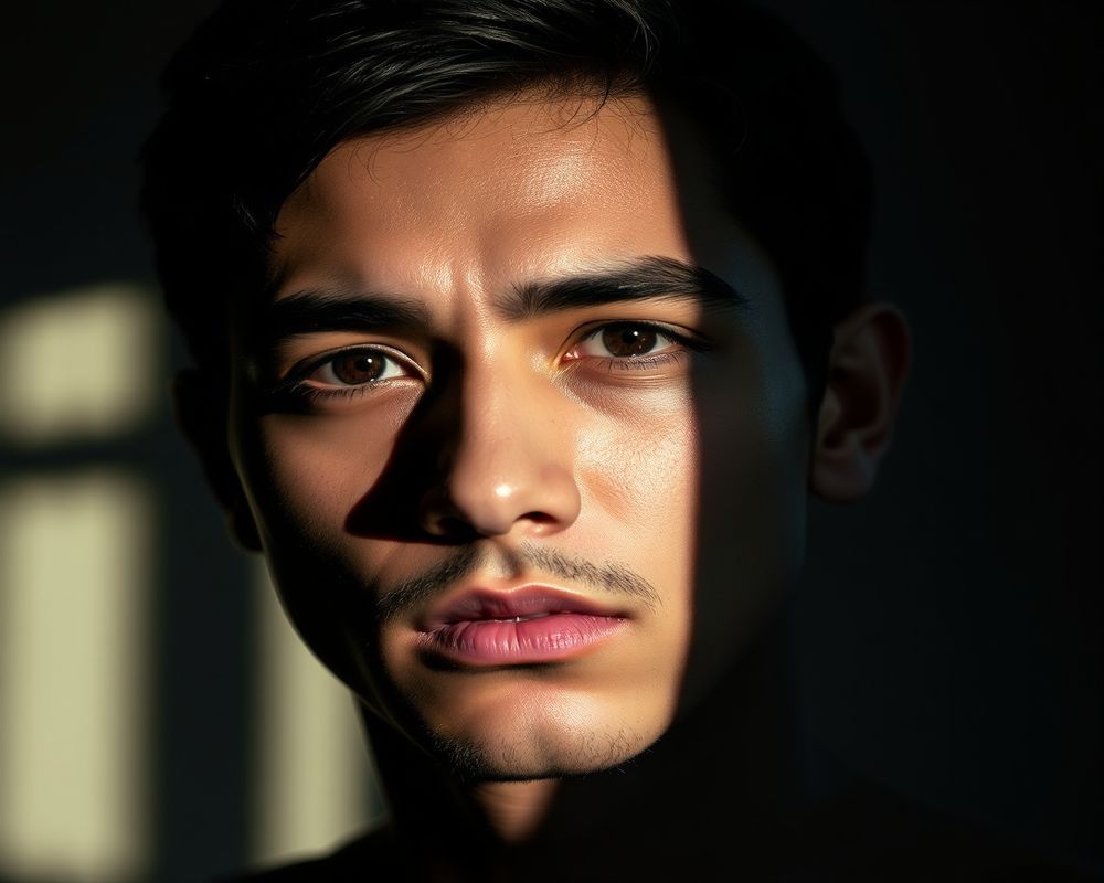 Diego Hernández artistic creative portrait with dramatic shadows