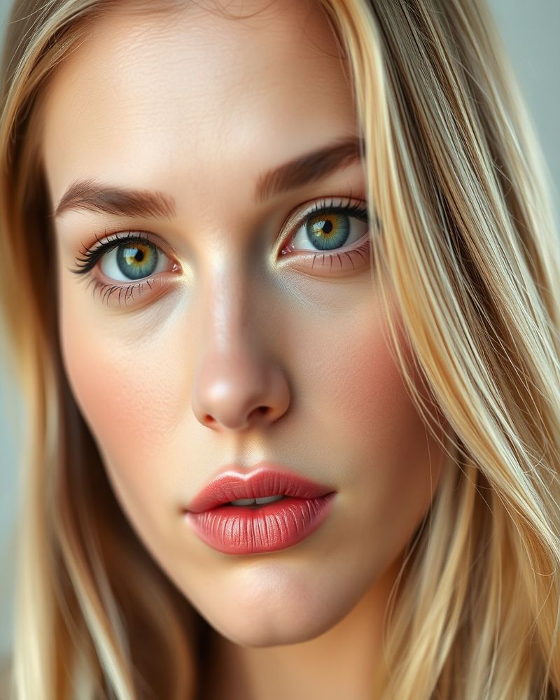 Elena Novak beauty close-up portrait with flawless skin
