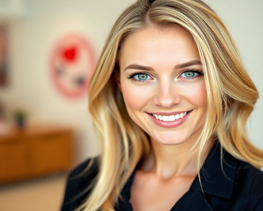 Elena Novak commercial brand campaign with natural smile