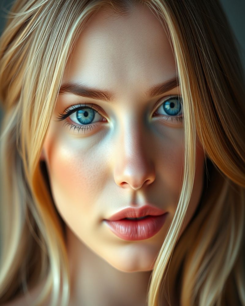 Elena Volkov beauty close-up portrait with soft lighting