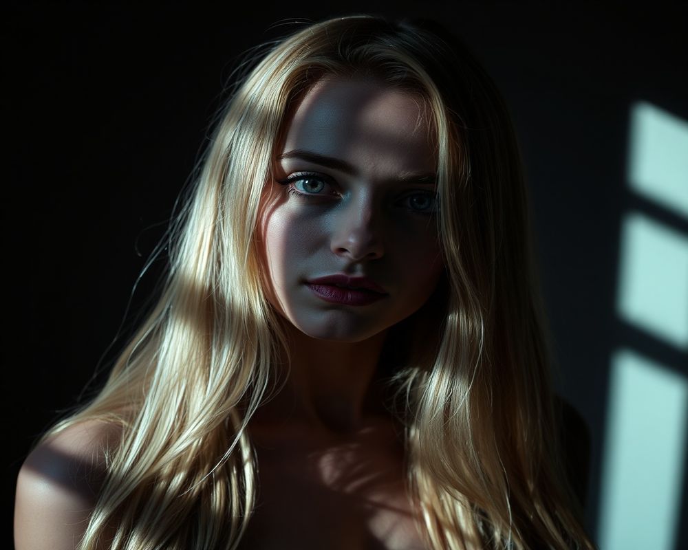 Elena Volkov artistic creative portrait with dramatic shadows