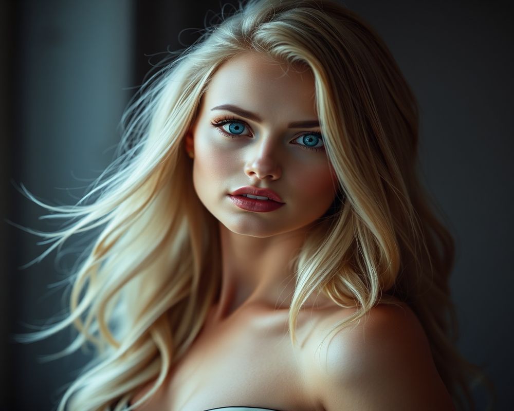 Emily Thornton high fashion editorial with dramatic lighting