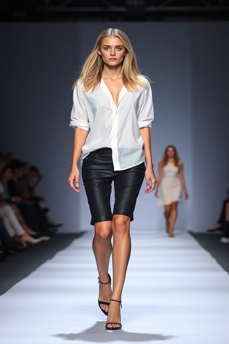 Emily Thornton fashion runway walk in designer clothing