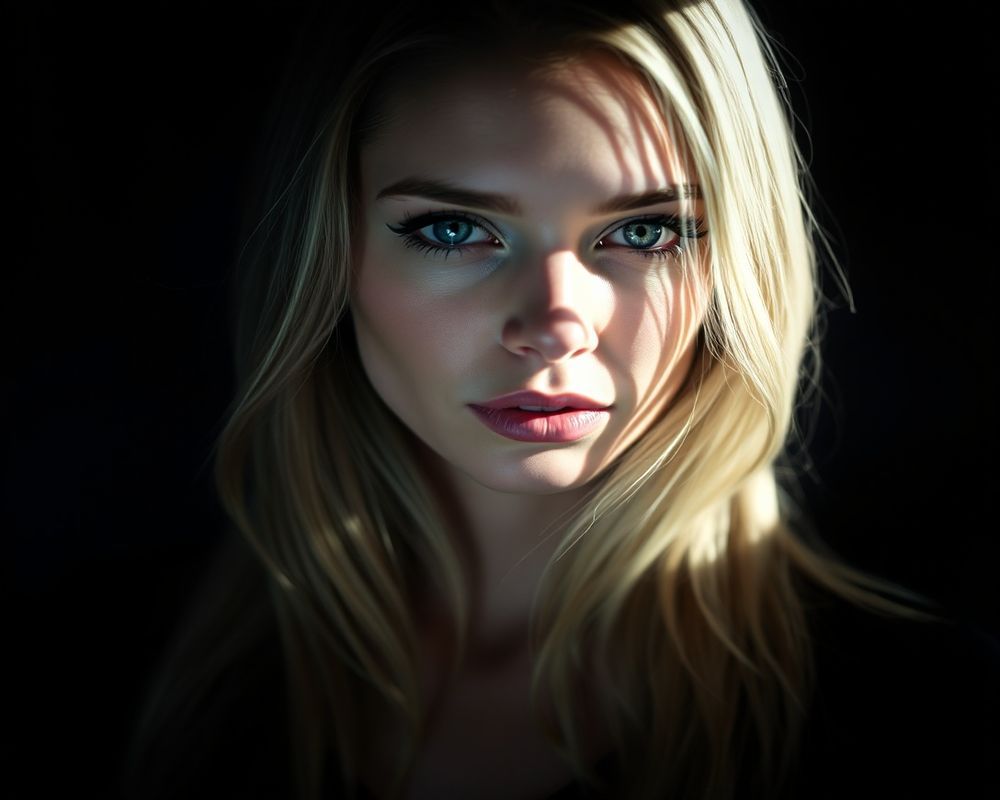 Emma Fitzgerald artistic creative portrait with dramatic shadows