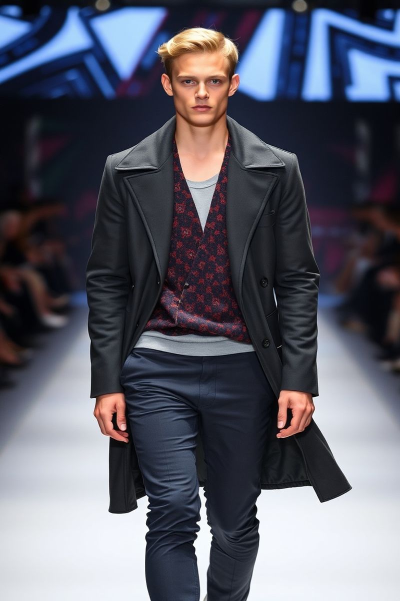 Erik Larsson fashion runway walk in designer clothing