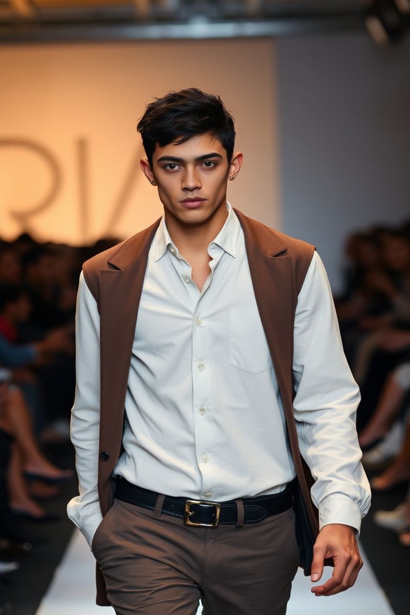 Gabriel Alves fashion runway walk in designer clothing
