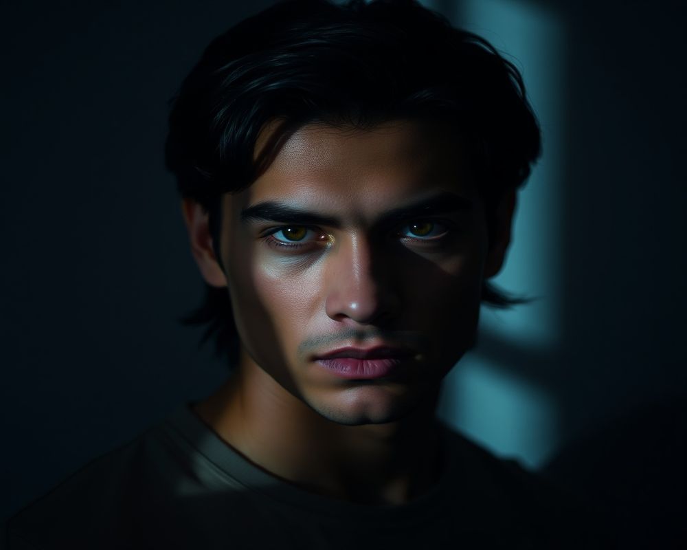 Gabriel Carvalho artistic creative portrait with dramatic shadows