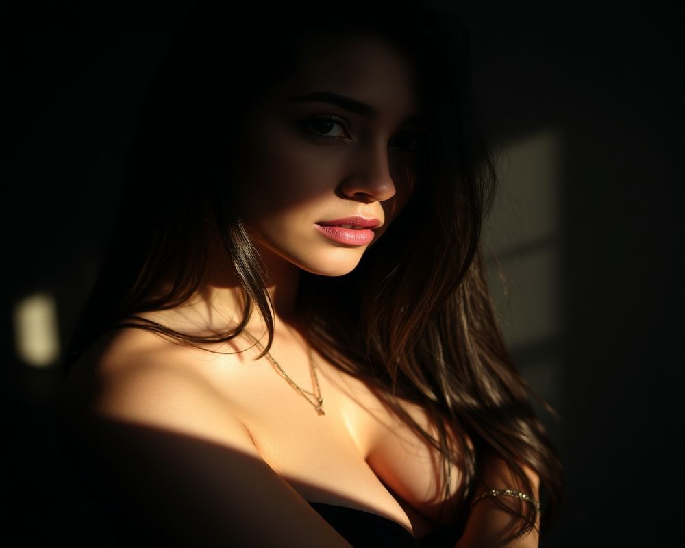 Gabriela Oliveira artistic creative portrait with dramatic shadows