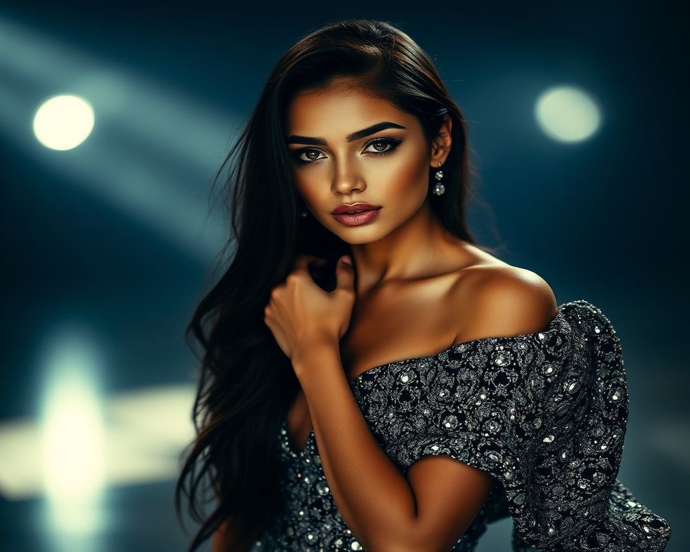 Gabriela Silva high fashion editorial with dramatic lighting