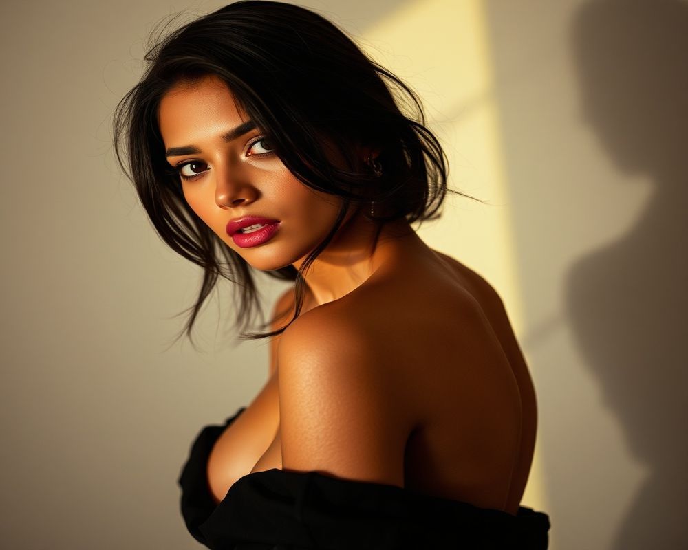 Giovanna Almeida high fashion editorial with dramatic lighting