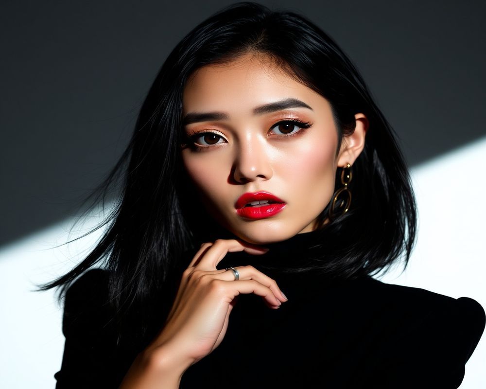 Hana Cho high fashion editorial with dramatic lighting