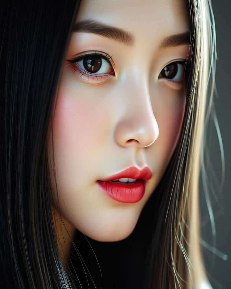 Hana Matsumoto beauty close-up portrait with flawless skin