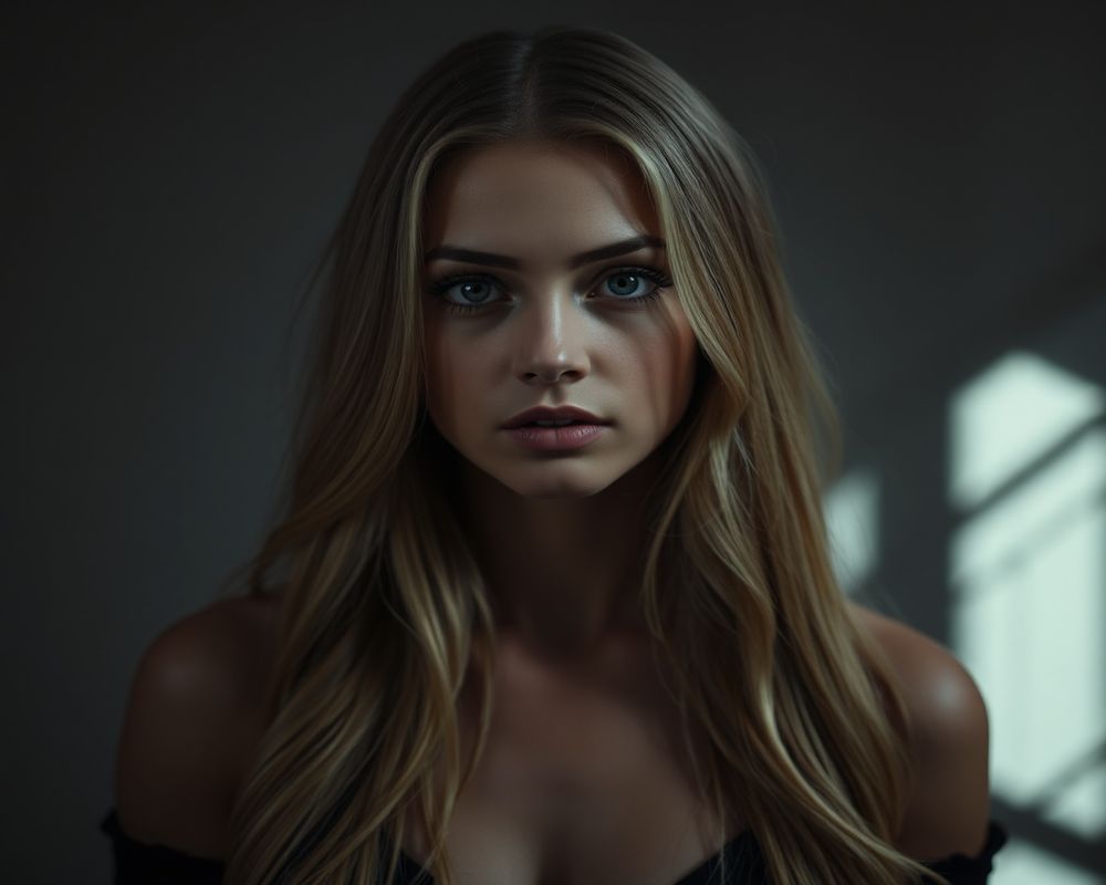 Harper Mitchell artistic creative portrait with dramatic shadows