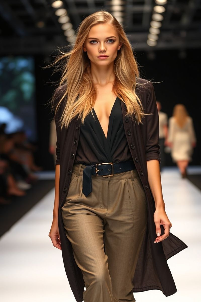 Harper Sinclair fashion runway walk in designer clothing