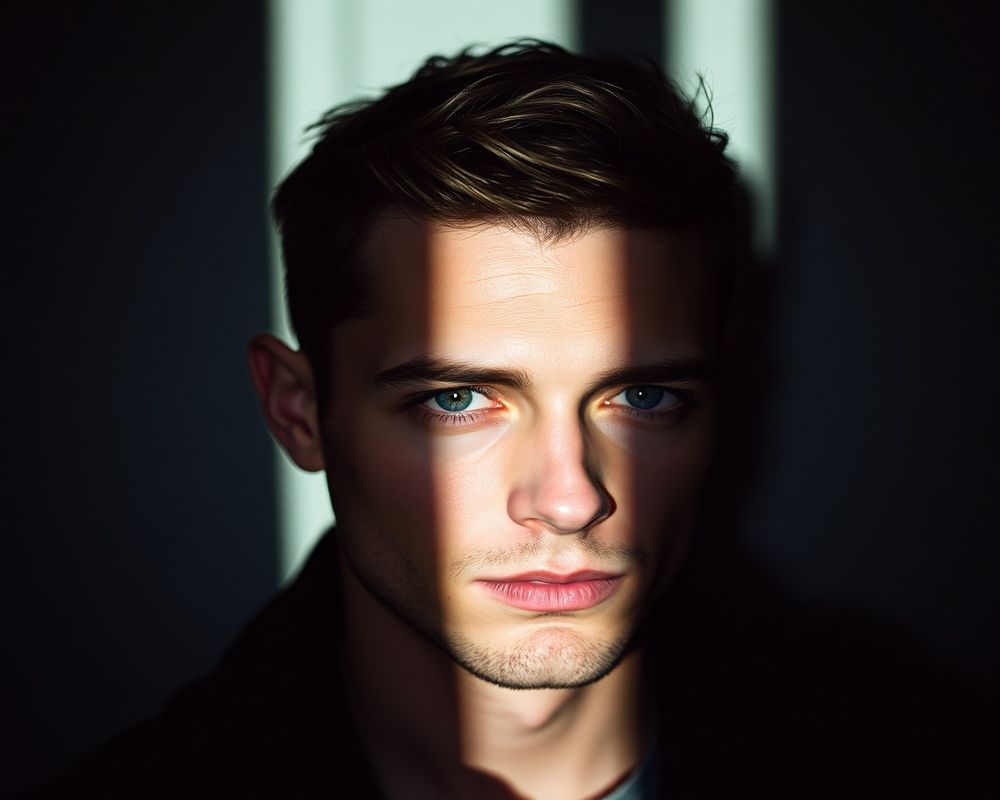 Harrison Reid artistic creative portrait with dramatic shadows