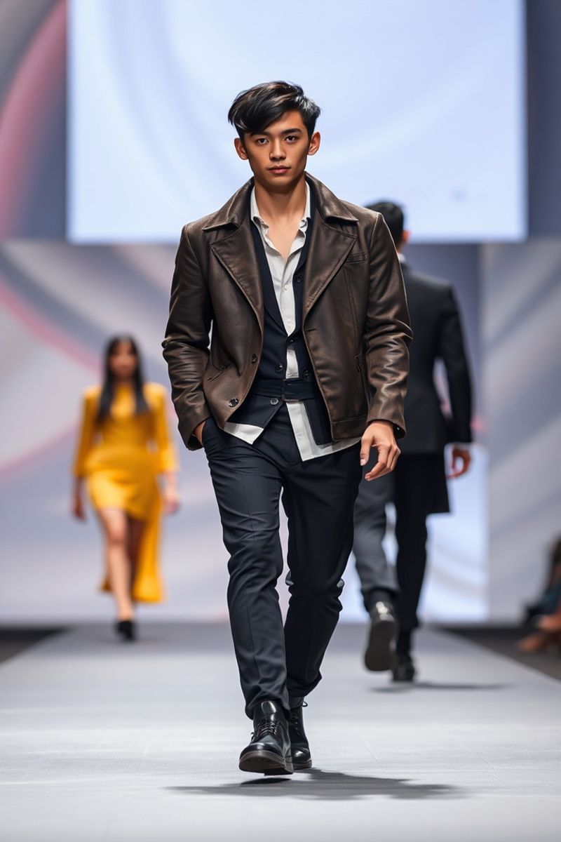 Haruto Miyazaki fashion runway walk in designer clothing
