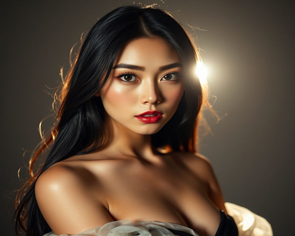 Hina Yoshida high fashion editorial with dramatic lighting