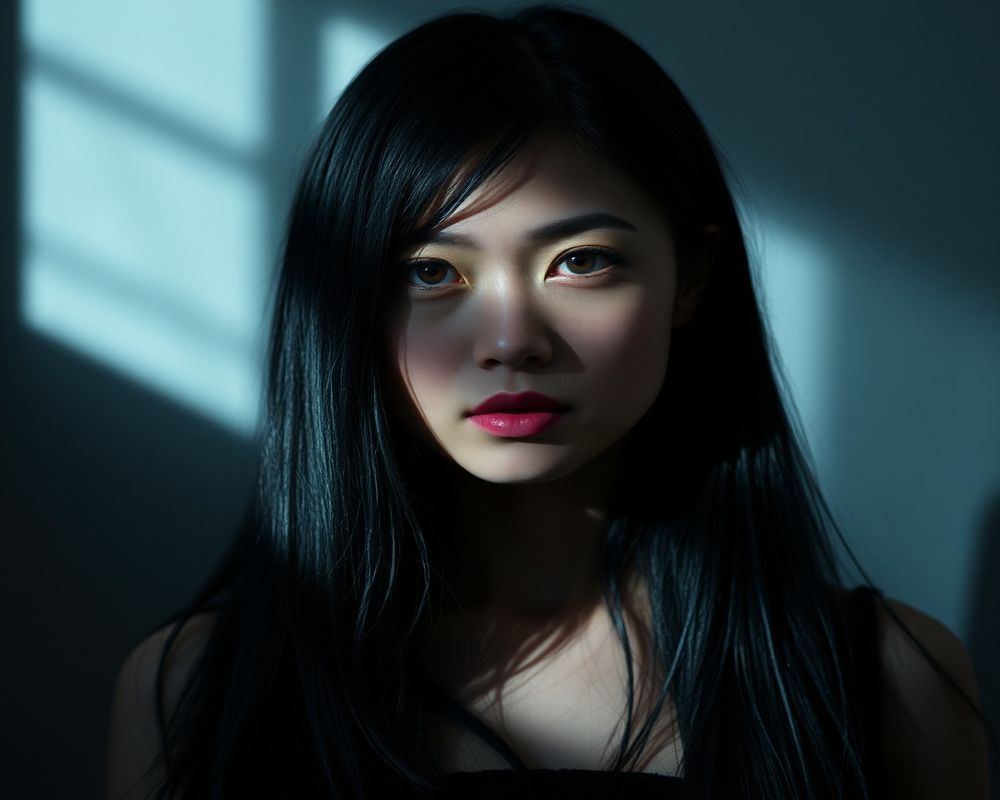 Hina Yoshida artistic creative portrait with dramatic shadows