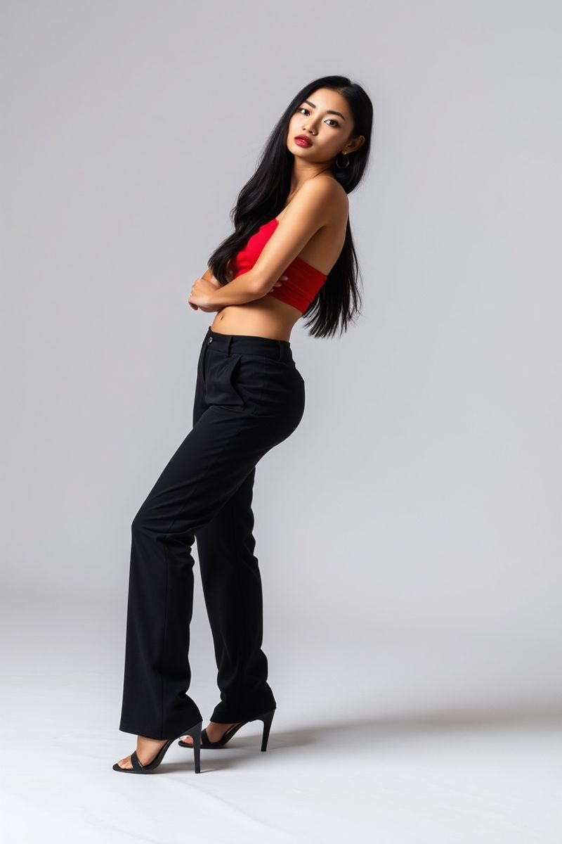 Isabela Aquino full body editorial pose in high fashion clothing