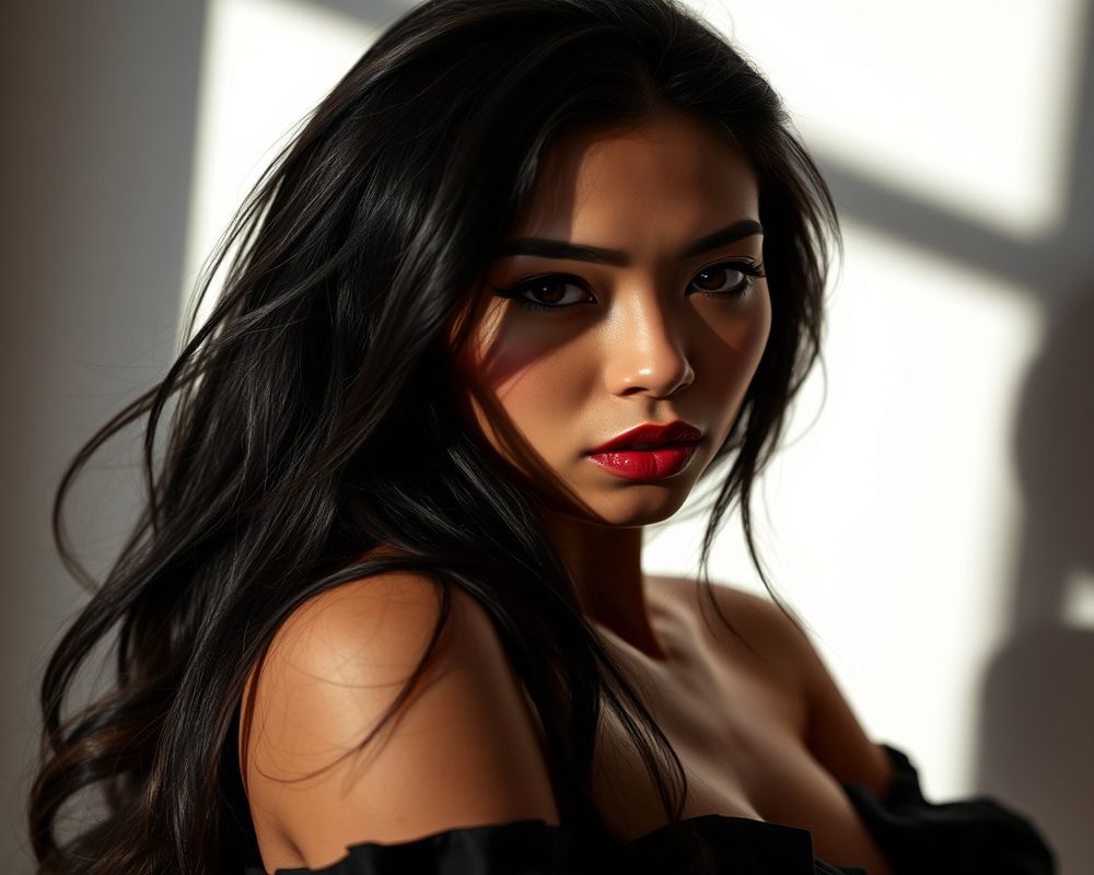 Isabela Reyes high fashion editorial with dramatic lighting