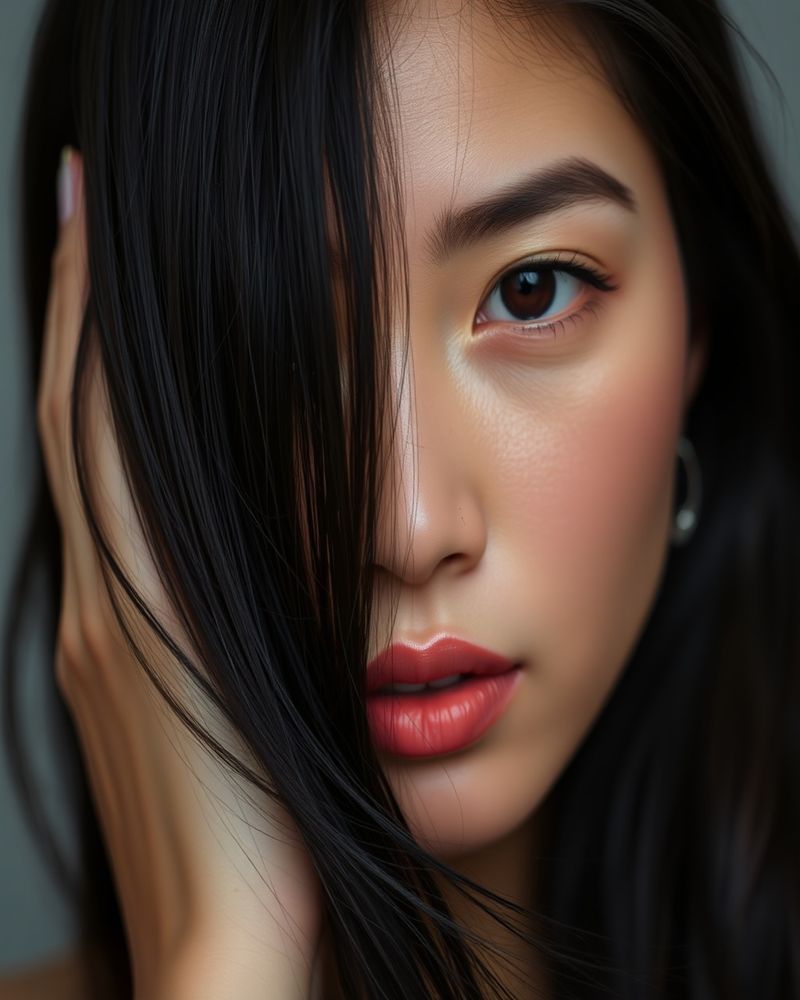 Isabela Reyes beauty close-up portrait with flawless skin