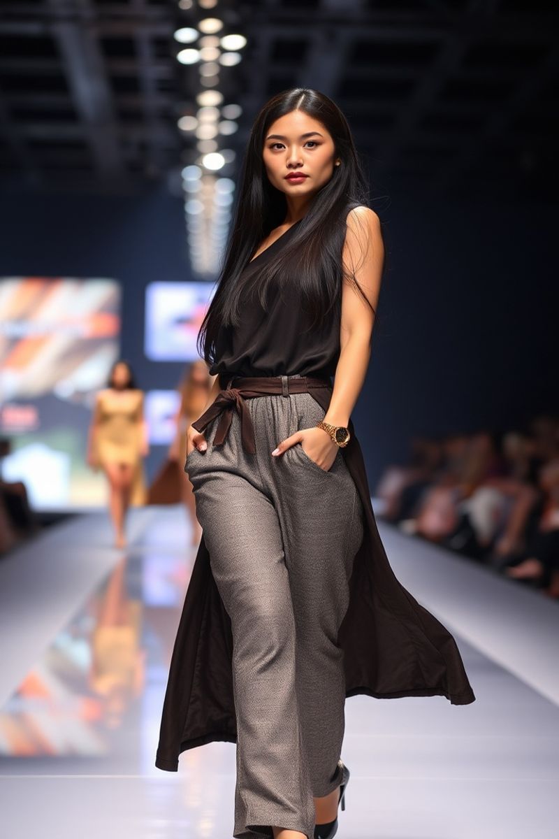 Isabela Reyes fashion runway walk in designer clothing