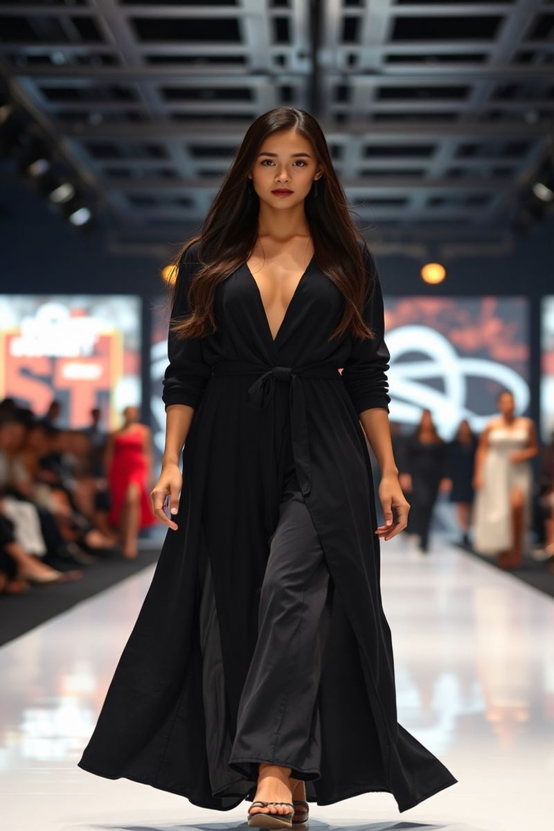 Isabella Cruz fashion runway walk in designer clothing