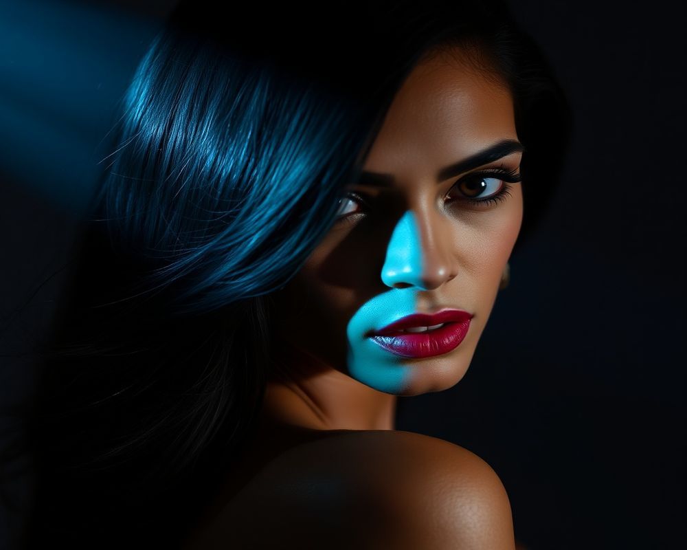 Isabella Ferreira high fashion editorial photoshoot with dramatic lighting