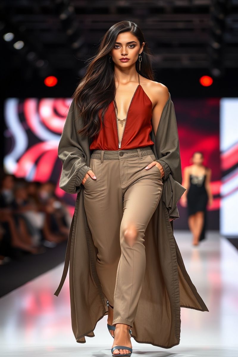 Isabella Ferreira fashion runway walk in designer clothing