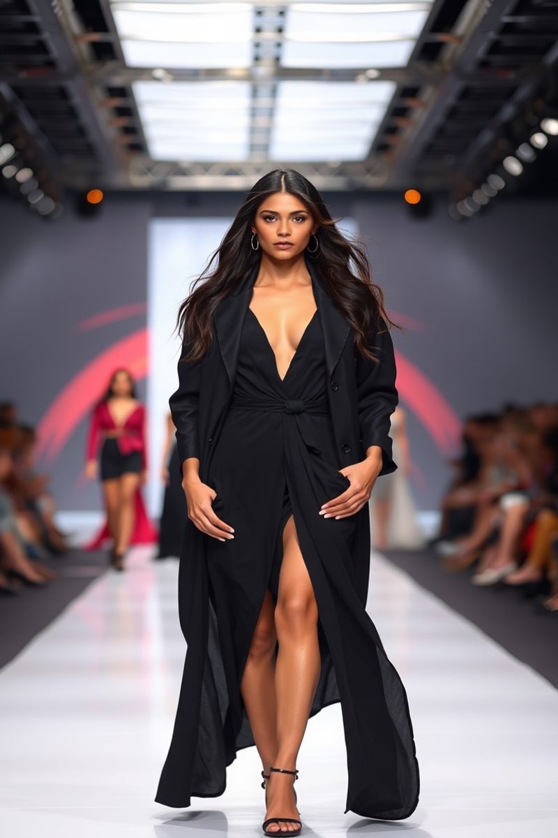 Isabella Moreno fashion runway walk in designer clothing