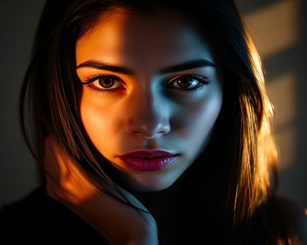 Isabella Moreno artistic creative portrait with dramatic shadows