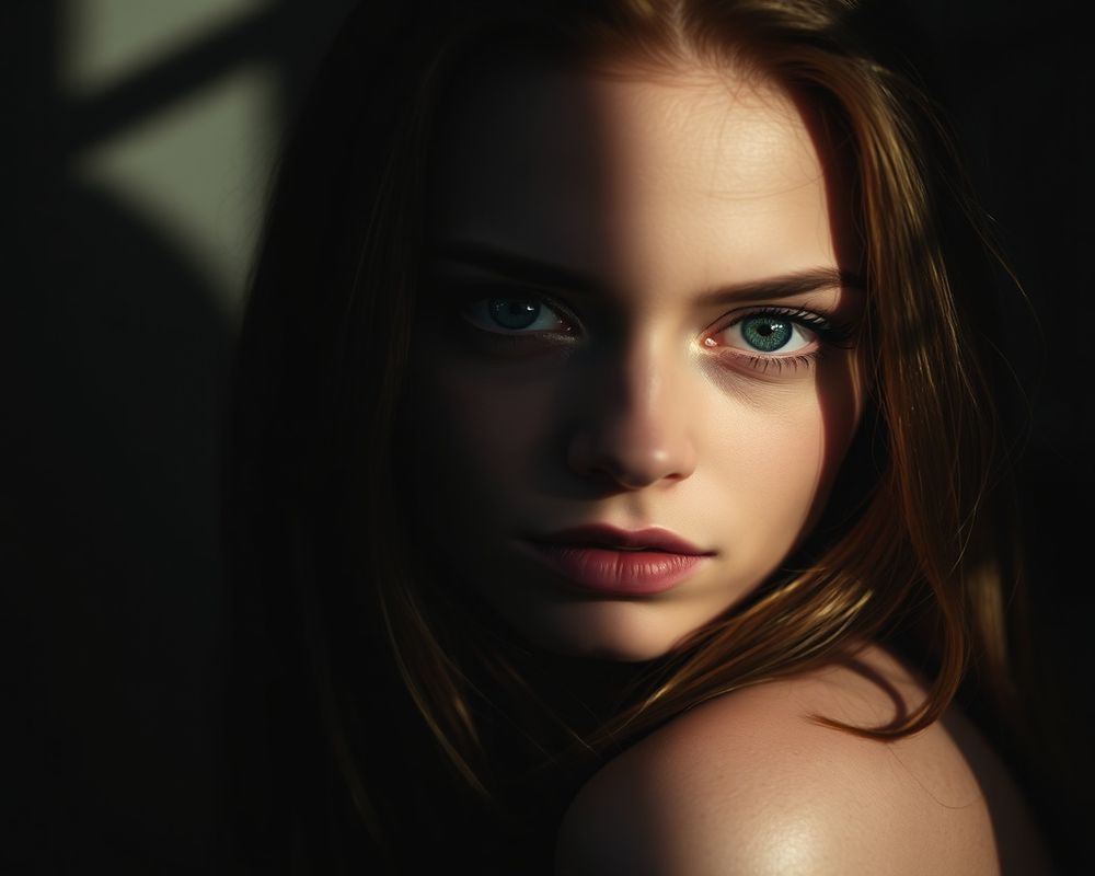 Isabella Moretti artistic creative portrait with dramatic shadows