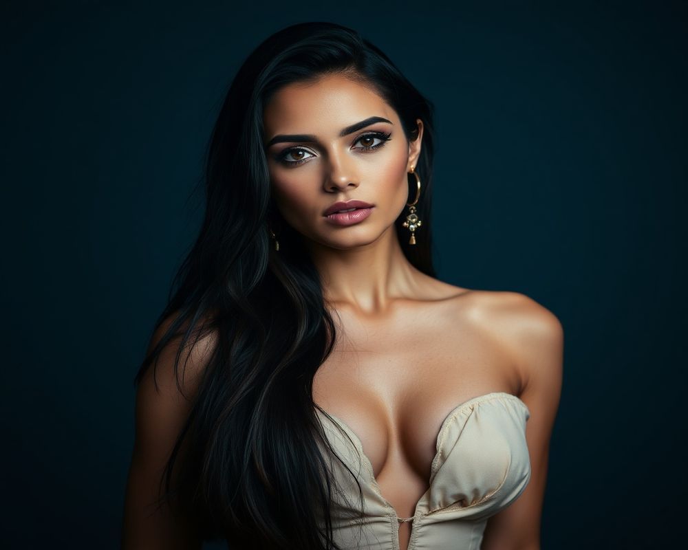 Isabella Rodrigues high fashion editorial photoshoot with dramatic lighting