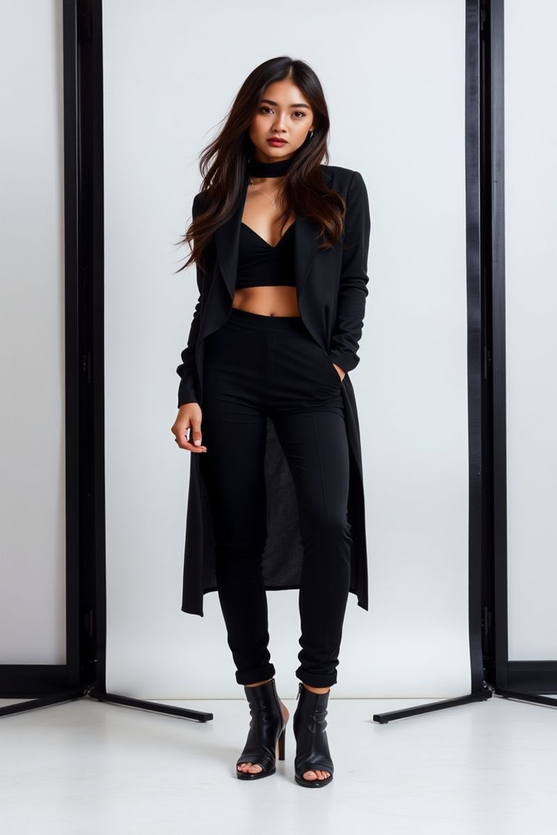 Isabella Santos full body editorial pose in high fashion clothing