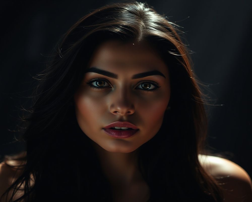 Isabella Torres artistic creative portrait with dramatic shadows