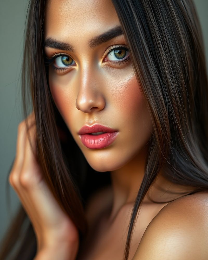 Isadora Silva beauty close-up portrait with soft lighting