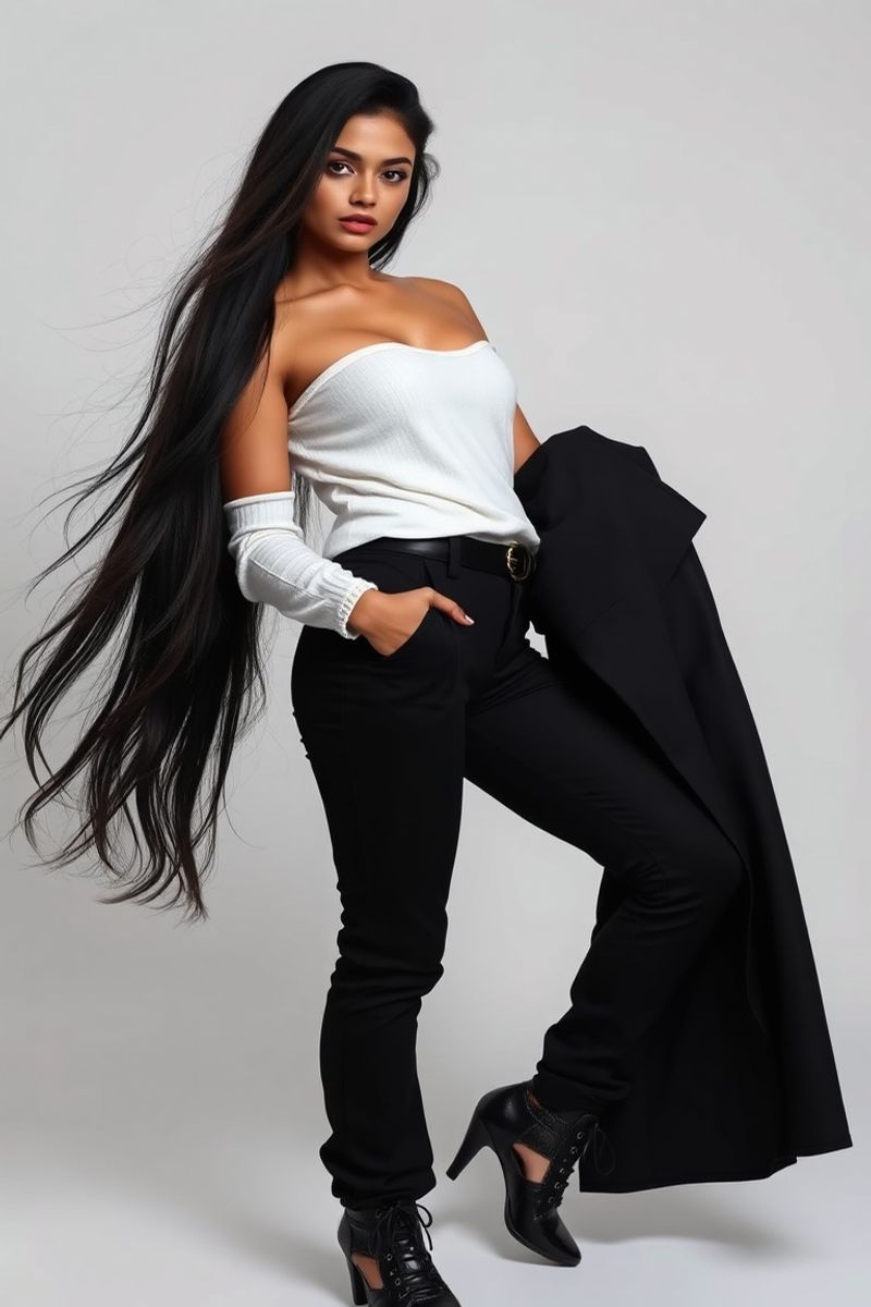 Ishita Malhotra full body editorial pose in high fashion clothing