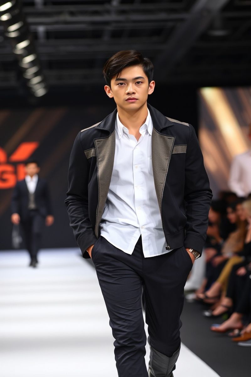 Jae-sung Kwon fashion runway walk in designer clothing