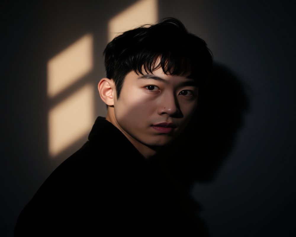 Jae-sung Kwon artistic creative portrait with dramatic shadows