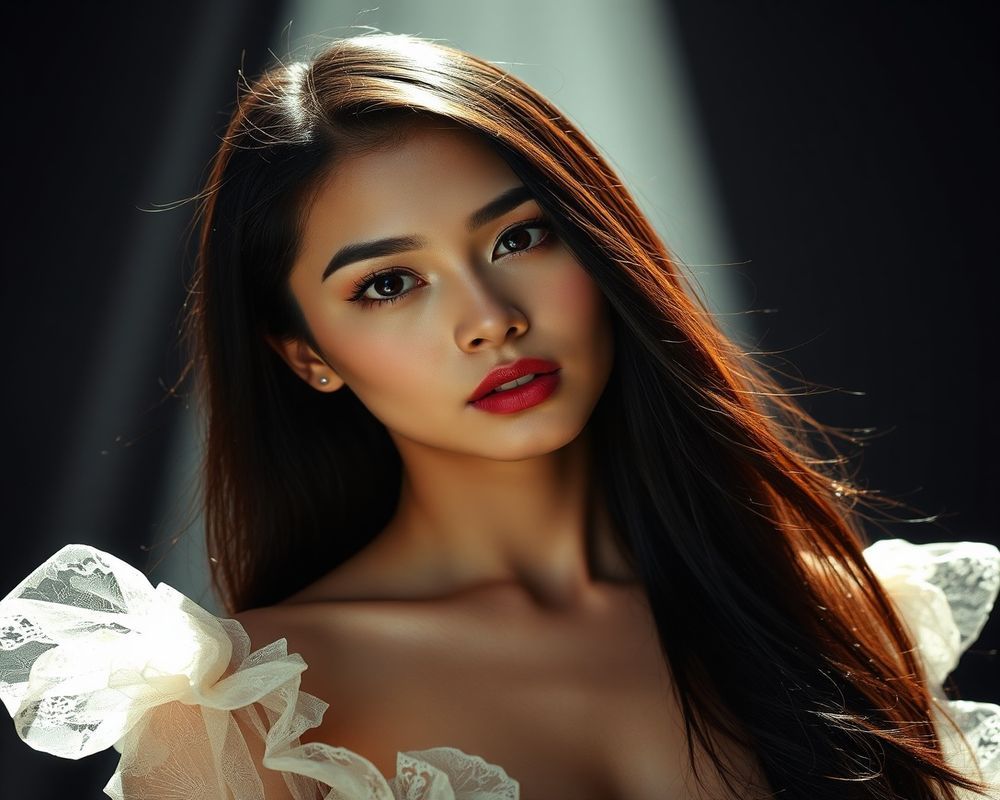 Jasmin Santos high fashion editorial with dramatic lighting