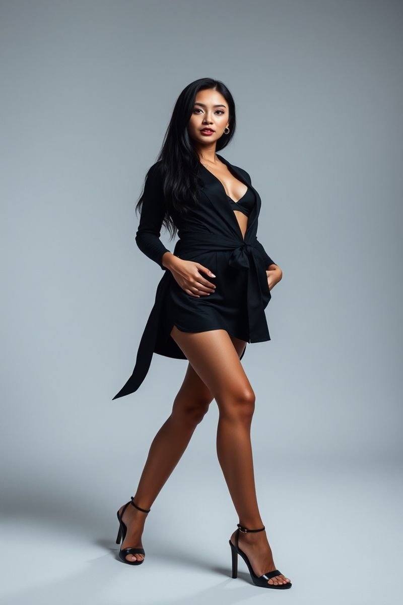 Jasmine Diaz full body editorial pose in high fashion clothing