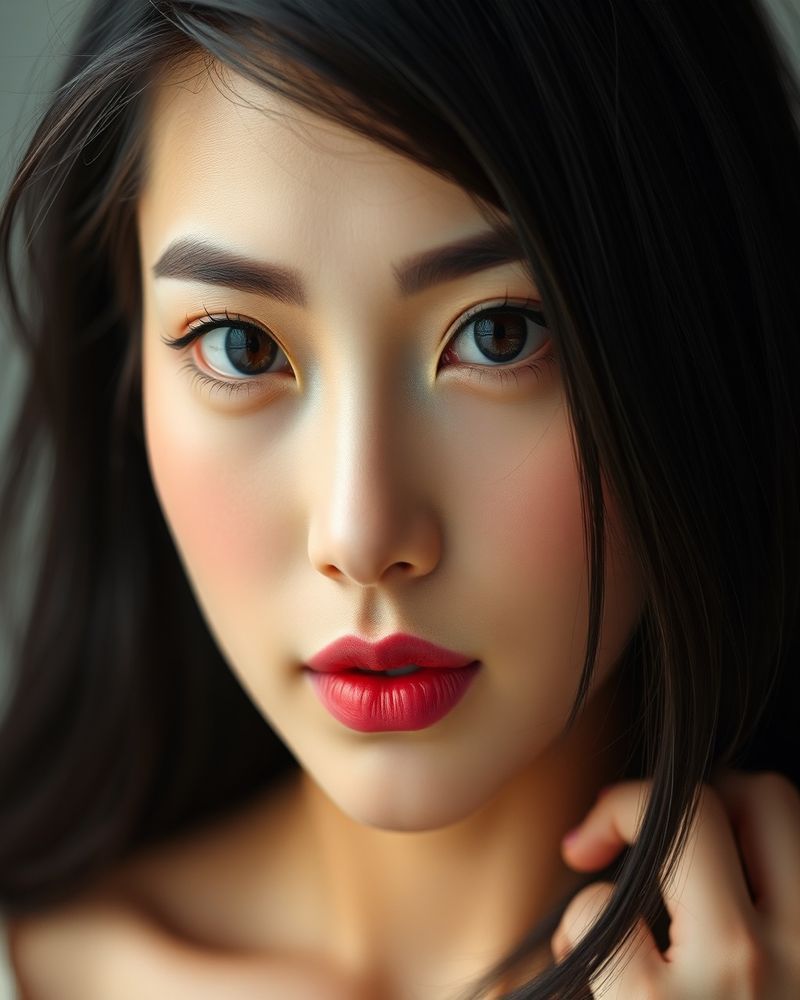 Ji-Woo Kim beauty close-up portrait with flawless skin