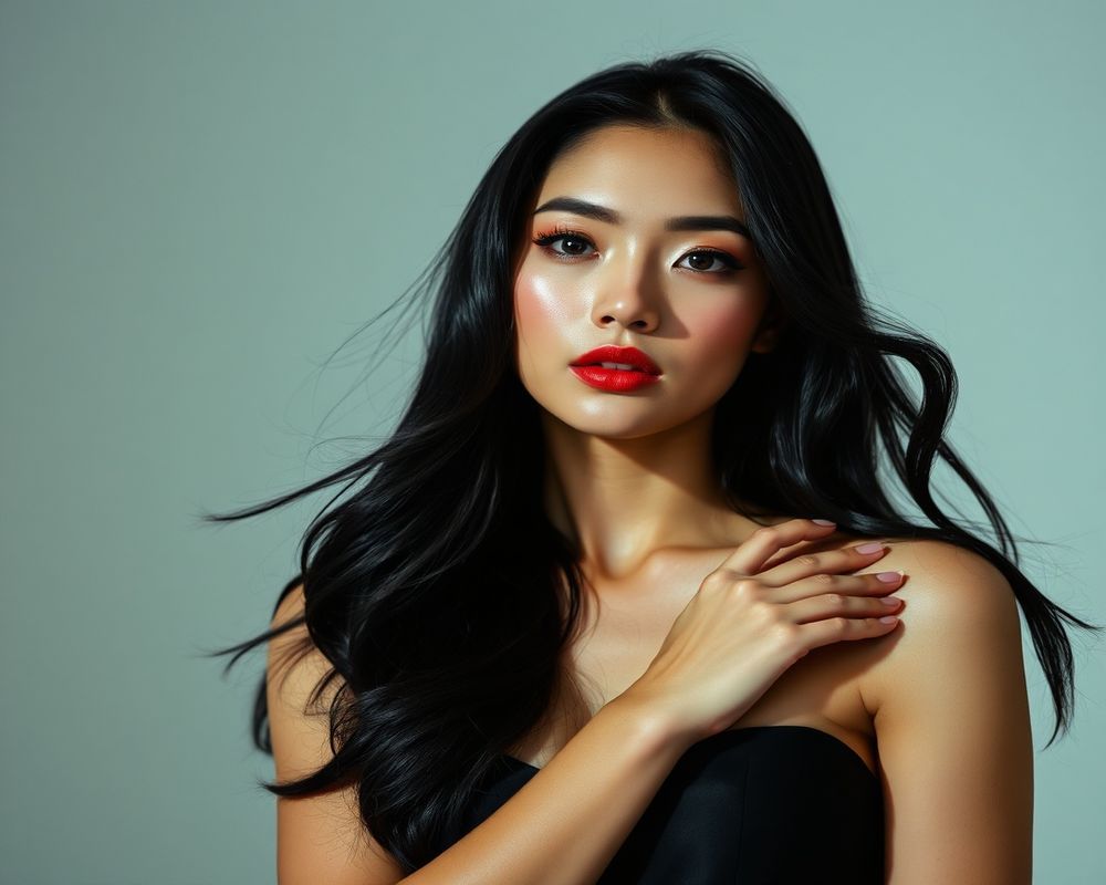 Ji-woo Park high fashion editorial with dramatic lighting