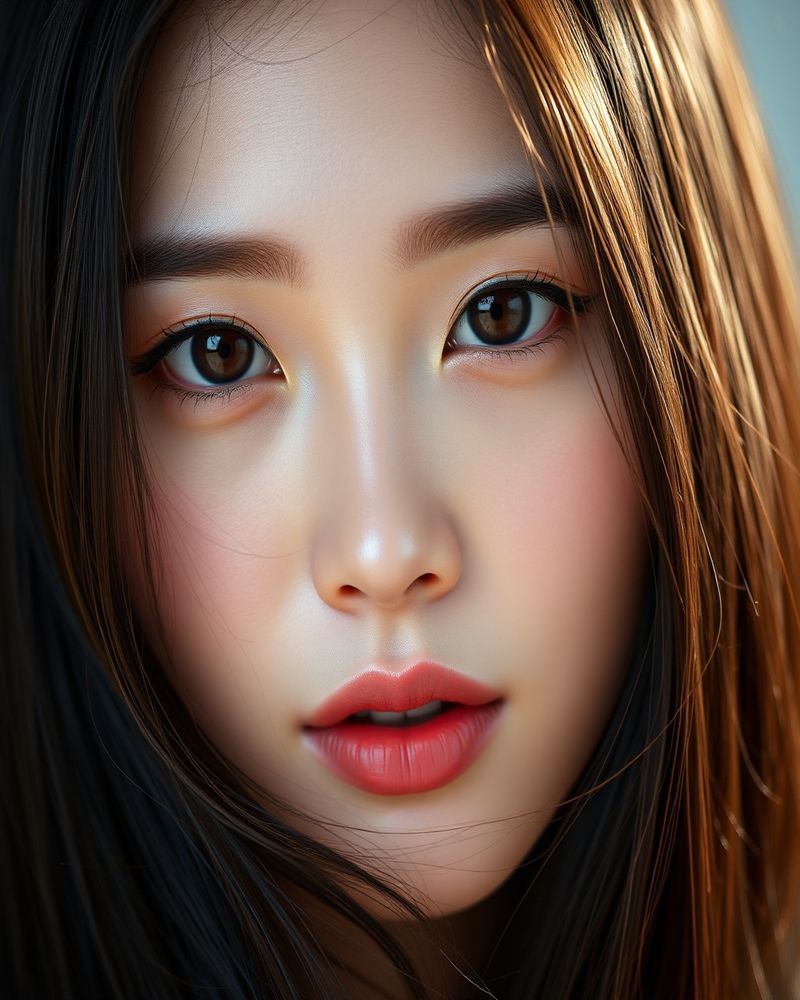 Ji-woo Park beauty close-up portrait with soft lighting