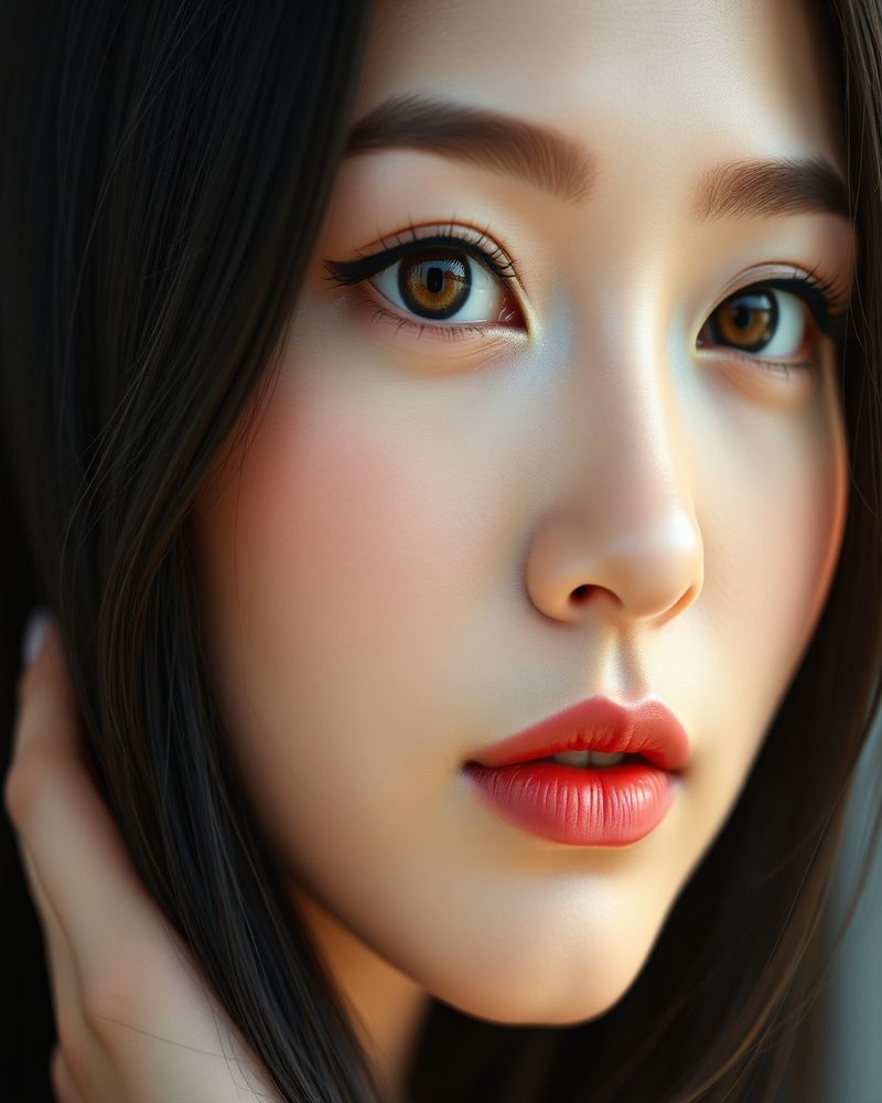 Ji-Yoon Kim beauty close-up portrait showcasing flawless skin
