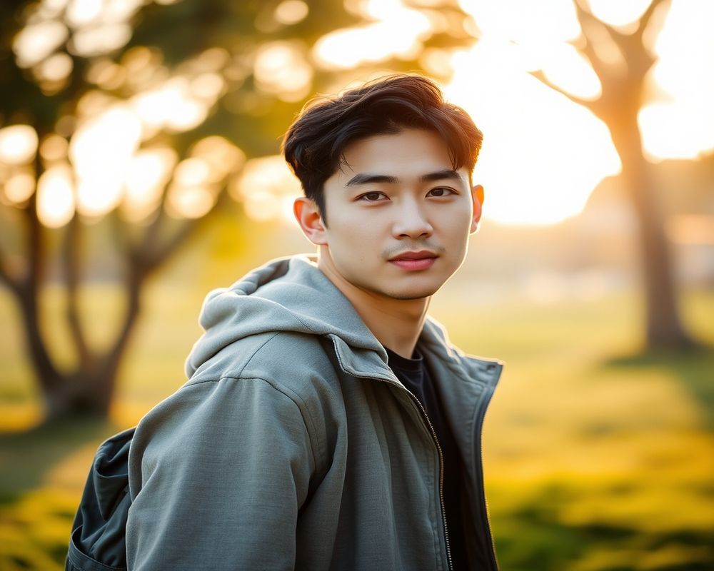 Jin-Ho Kim lifestyle personality shot in natural outdoor setting