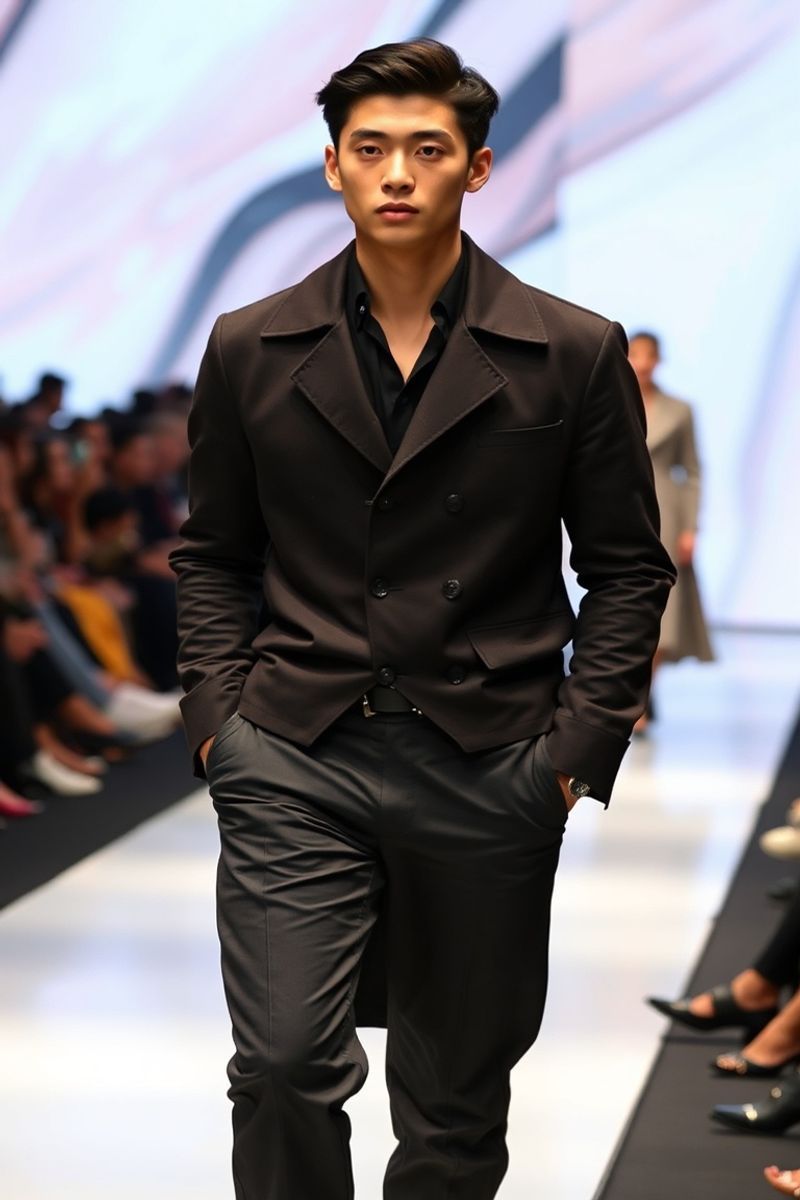 Jin Park fashion runway walk in designer clothing