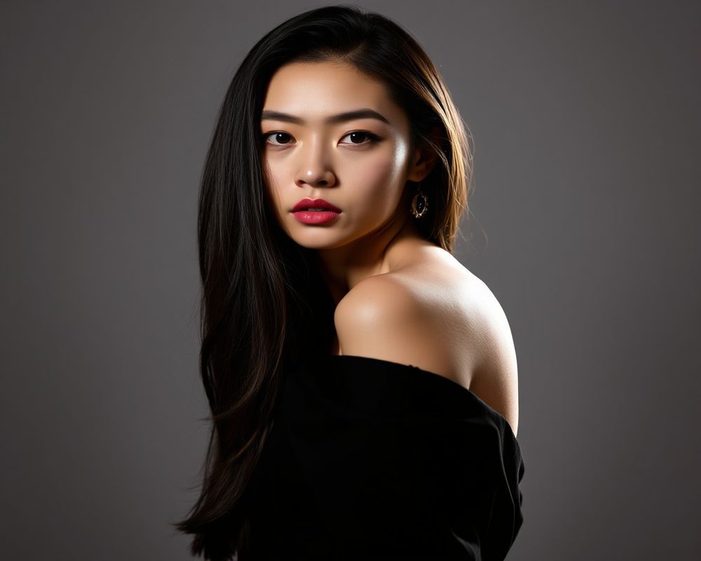 Jisoo Park high fashion editorial with dramatic lighting