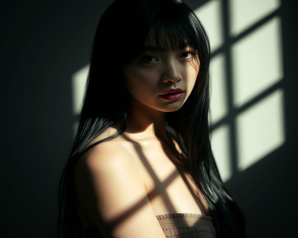Jisoo Park artistic creative portrait with dramatic shadows