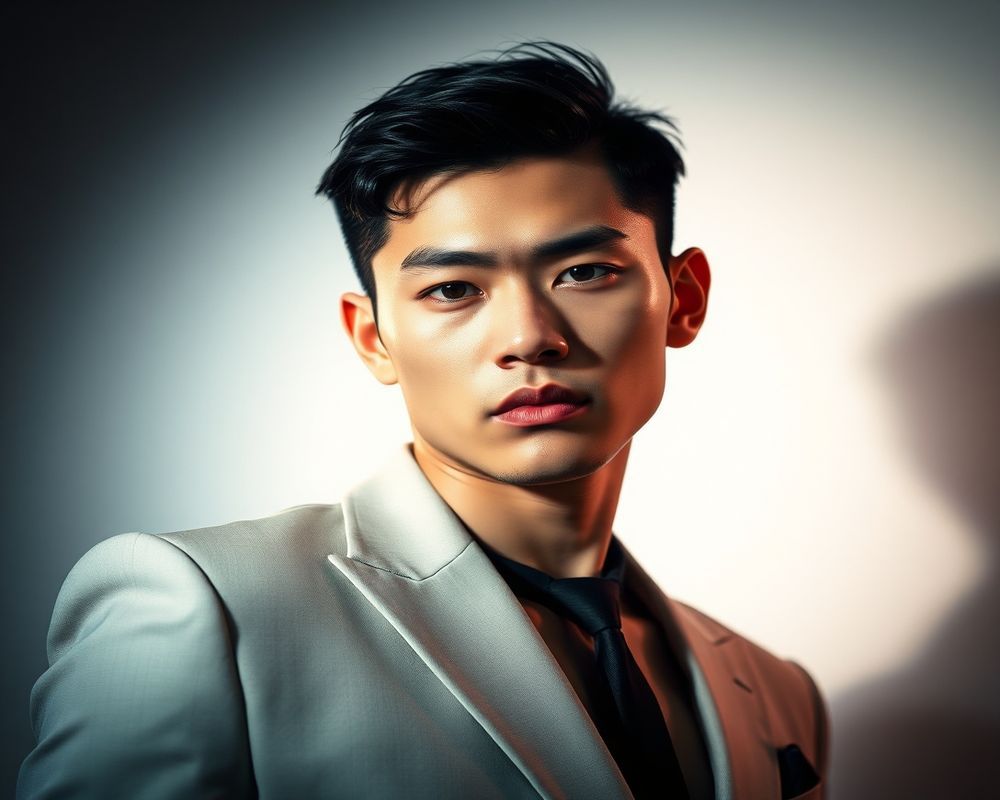 Joon-Min Park high fashion editorial with dramatic lighting